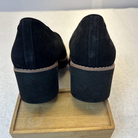 Vionic Willa Black Suede Loafers Black Soles 2" Platform SZ 8 Wide New w/ BOX - Picture 6 of 8